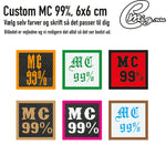 MC 99% mærke custom farver 6x6cm